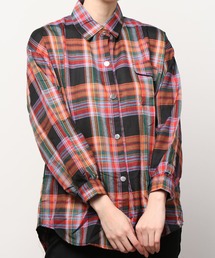 オーバーサイズ ドロップショルダー チェックネルシャツ