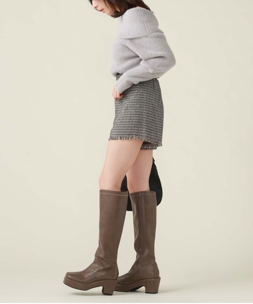 archives（アルシーヴ）の「ベルト付ツイードフリンジショートパンツ（その他パンツ・レディース・グレー/グレイッシュベージュ/ブラウン・MEDIUM）」の12枚目の写真