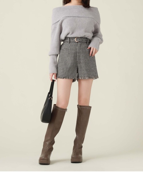 archives（アルシーヴ）の「ベルト付ツイードフリンジショートパンツ（その他パンツ・レディース・グレー/グレイッシュベージュ/ブラウン・MEDIUM）」の14枚目の写真