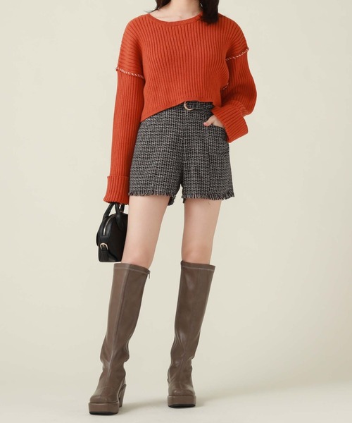 archives（アルシーヴ）の「ベルト付ツイードフリンジショートパンツ（その他パンツ・レディース・グレー/グレイッシュベージュ/ブラウン・MEDIUM）」の20枚目の写真