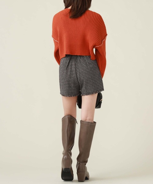 archives（アルシーヴ）の「ベルト付ツイードフリンジショートパンツ（その他パンツ・レディース・グレー/グレイッシュベージュ/ブラウン・MEDIUM）」の17枚目の写真