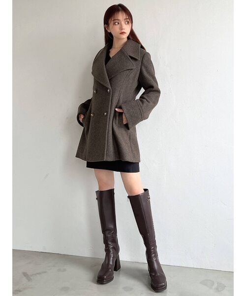 RESEXXY(リゼクシー)の「ビッグカラーミディコート【セットアップ着用可能】(テーラードジャケット・レディース・ブラック/ブラウン/アイボリー・FREE)」の8枚目の写真