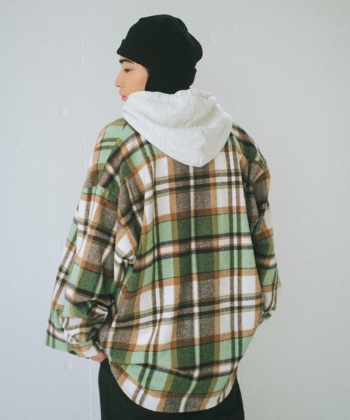 WHIMSIC（ウィムジック）の「【UNISEX】フランネルチェックレギュラーカラーシャツ 2（シャツ/ブラウス・メンズ・ブラウン/ミント/ブラック・FREE）」の7枚目の写真