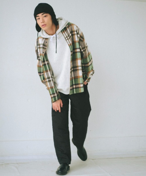 WHIMSIC（ウィムジック）の「【UNISEX】フランネルチェックレギュラーカラーシャツ 2（シャツ/ブラウス・メンズ・ブラウン/ミント/ブラック・FREE）」の13枚目の写真