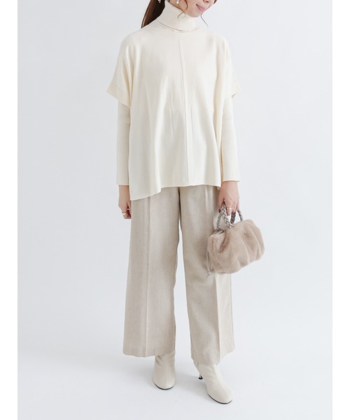 Te chichi(テチチ)の「前後2wayベスト×タートルネックニットセット(アンサンブル・レディース・ベージュ/ブルー/オフホワイト・フリ-)」の6枚目の写真