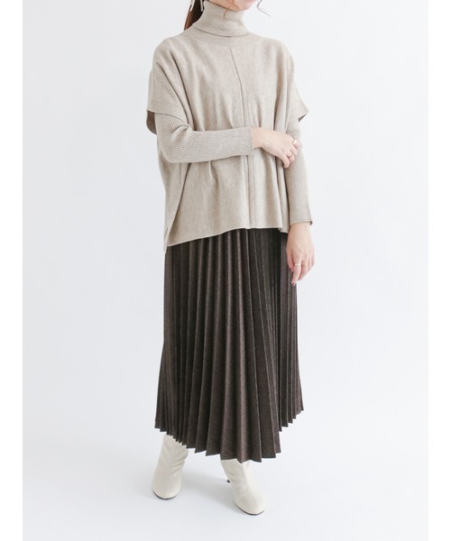 Te chichi(テチチ)の「前後2wayベスト×タートルネックニットセット(アンサンブル・レディース・ベージュ/ブルー/オフホワイト・フリ-)」の7枚目の写真