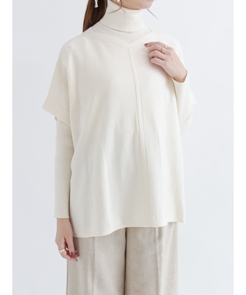 Te chichi(テチチ)の「前後2wayベスト×タートルネックニットセット(アンサンブル・レディース・ベージュ/ブルー/オフホワイト・フリ-)」の10枚目の写真