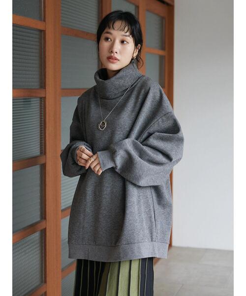 CRAFT STANDARD BOUTIQUE（クラフトスタンダードブティック）の「裏起毛BIGタートルスウェット（スウェット・レディース・ブラック/グレー系その他/アイボリー/杢グレー・L/M/LL）」の6枚目の写真