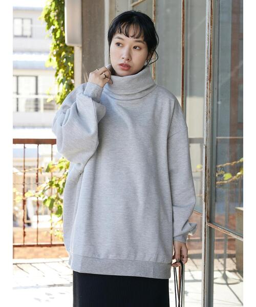 CRAFT STANDARD BOUTIQUE（クラフトスタンダードブティック）の「裏起毛BIGタートルスウェット（スウェット・レディース・ブラック/グレー系その他/アイボリー/杢グレー・L/M/LL）」の7枚目の写真