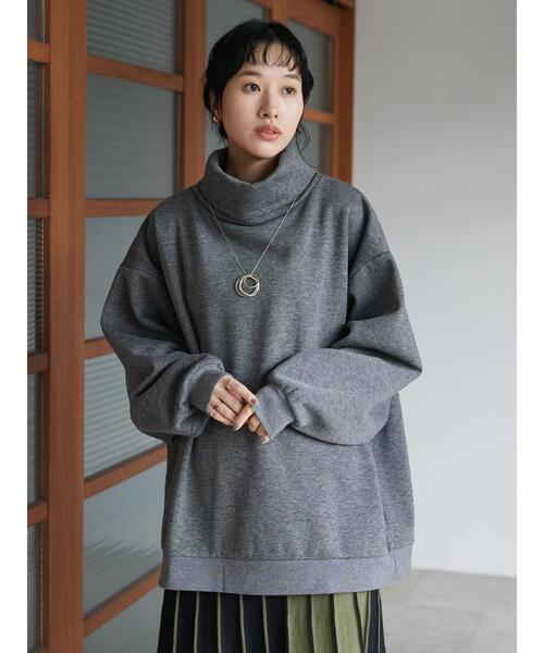 CRAFT STANDARD BOUTIQUE（クラフトスタンダードブティック）の「裏起毛BIGタートルスウェット（スウェット・レディース・ブラック/グレー系その他/アイボリー/杢グレー・L/M/LL）」の21枚目の写真