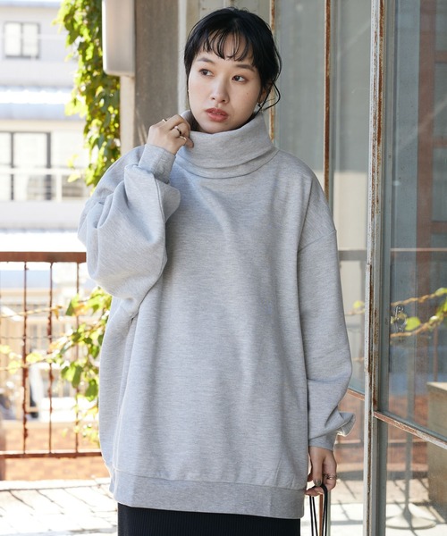 CRAFT STANDARD BOUTIQUE（クラフトスタンダードブティック）の「裏起毛BIGタートルスウェット（スウェット・レディース・ブラック/グレー系その他/アイボリー/杢グレー・L/M/LL）」の4枚目の写真