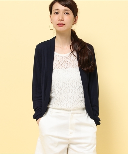 GIORDANO（ジョルダーノ）の「[GIORDANO]レギュラーサマートッパーカーディガン（カーディガン/ボレロ・レディース・グレー/ベージュ/ブルー/ネイビー・FREE）」の3枚目の写真