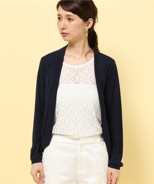 GIORDANO（ジョルダーノ）の「[GIORDANO]レギュラーサマートッパーカーディガン（カーディガン/ボレロ・レディース・グレー/ベージュ/ブルー/ネイビー・FREE）」の5枚目の写真