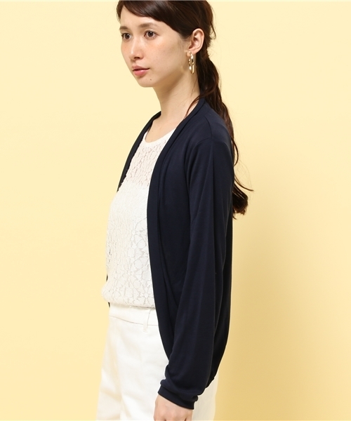 GIORDANO（ジョルダーノ）の「[GIORDANO]レギュラーサマートッパーカーディガン（カーディガン/ボレロ・レディース・グレー/ベージュ/ブルー/ネイビー・FREE）」の6枚目の写真