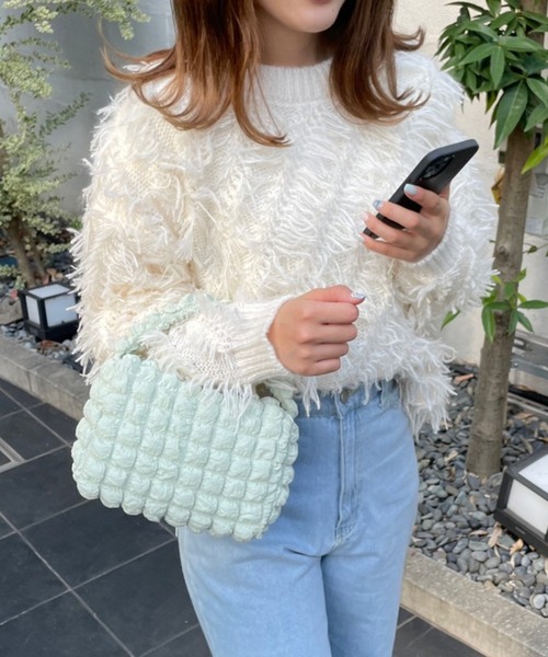 WEGO（ウィゴー）の「WEGO/ポップコーン2wayミニショルダー（ショルダーバッグ・レディース・グリーン系その他/ブラック/サックスブルー/オフホワイト・FREE）」の11枚目の写真