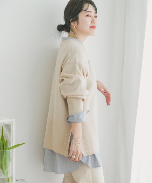 ITEMS URBANRESEARCH(アイテムズ アーバンリサーチ)の「クルーネックルーズニット(ニット/セーター・レディース・モカ/ミント/グレー系その他/パープル系その他・FREE)」の20枚目の写真