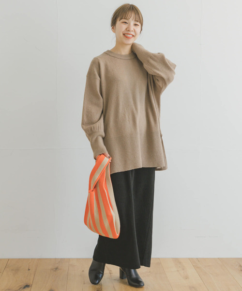 ITEMS URBANRESEARCH(アイテムズ アーバンリサーチ)の「クルーネックルーズニット(ニット/セーター・レディース・モカ/ミント/グレー系その他/パープル系その他・FREE)」の5枚目の写真