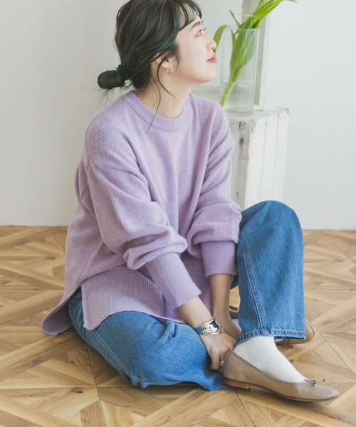 ITEMS URBANRESEARCH(アイテムズ アーバンリサーチ)の「クルーネックルーズニット(ニット/セーター・レディース・モカ/ミント/グレー系その他/パープル系その他・FREE)」の8枚目の写真