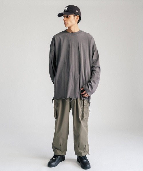 Ressaca(レサーカ)の「オーバーサイズ ダメージ加工ロンT カットソー(Tシャツ/カットソー・メンズ・ブラック/グレー/ホワイト・M/L/XL/XXL)」の8枚目の写真