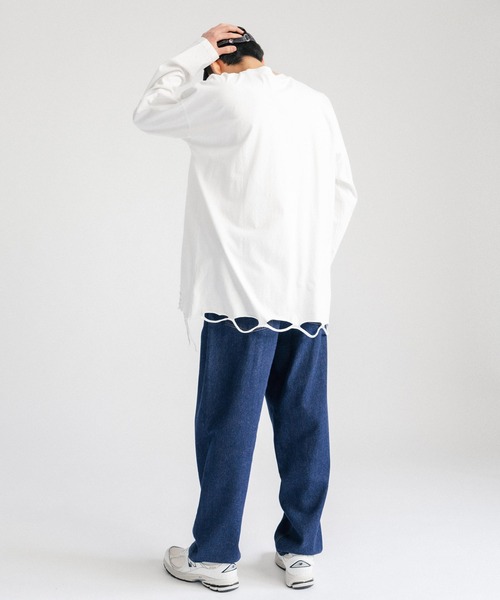 Ressaca(レサーカ)の「オーバーサイズ ダメージ加工ロンT カットソー(Tシャツ/カットソー・メンズ・ブラック/グレー/ホワイト・M/L/XL/XXL)」の12枚目の写真
