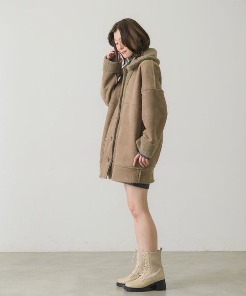 RETRO GIRL(レトロガール)の「BIGボアムートンコート(その他アウター・レディース・ブラウン/ブラック/ナチュラル・FREE)」の12枚目の写真