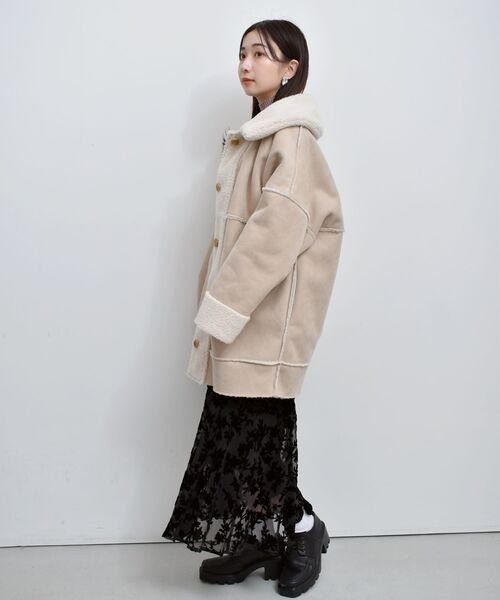 RETRO GIRL(レトロガール)の「BIGボアムートンコート(その他アウター・レディース・ブラウン/ブラック/ナチュラル・FREE)」の13枚目の写真