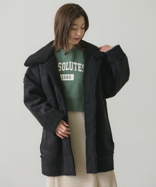 RETRO GIRL(レトロガール)の「BIGボアムートンコート(その他アウター・レディース・ブラウン/ブラック/ナチュラル・FREE)」の7枚目の写真