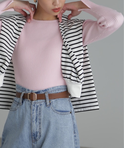 FREE'S MART（フリーズマート）の「◆[洗える]マシンウォッシャブルオーガニックコットン長袖ニット（ニット/セーター・レディース・ブラック/ピンク/グリーン/ホワイト・FREE）」の4枚目の写真