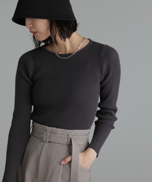 FREE'S MART（フリーズマート）の「◆[洗える]マシンウォッシャブルオーガニックコットン長袖ニット（ニット/セーター・レディース・ブラック/ピンク/グリーン/ホワイト・FREE）」の2枚目の写真