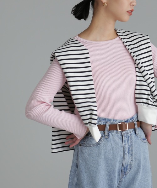 FREE'S MART（フリーズマート）の「◆[洗える]マシンウォッシャブルオーガニックコットン長袖ニット（ニット/セーター・レディース・ブラック/ピンク/グリーン/ホワイト・FREE）」の5枚目の写真