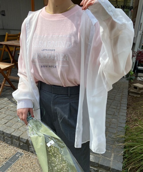 nemne store（ネンネストア）の「【低身長用サイズあり】袖ボリュームシアーバンドカラーシャツ（シャツ/ブラウス・レディース・ブルー/オフホワイト/ピンク/グリーン・SMALL/MEDIUM）」の12枚目の写真
