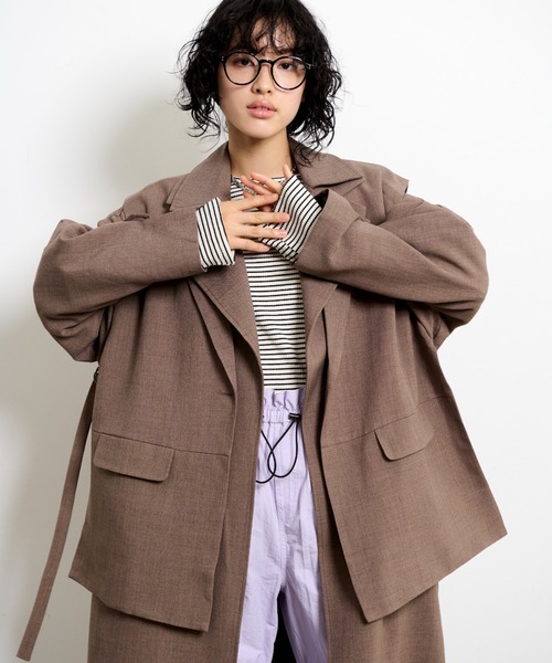 THE YOn(ザヨン)の「胸レタリング刺繍スパンテレコロングスリーブTシャツ(Tシャツ/カットソー・レディース・グレー/ライトグリーン/オートミール/アイボリー/ネイビー/ラベンダー/ホワイト×ブラック・FREE)」の10枚目の写真