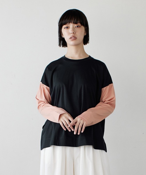 【セール】バイカラーオーバーカットソー（Tシャツ/カットソー）｜LANVIN en Bleu（ランバンオンブルー）