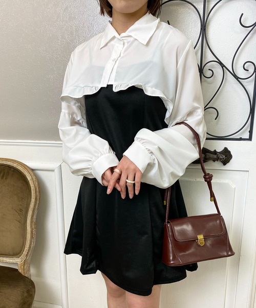 EPICKS（エピックス）の「【2点セット】フリルショートブラウス キャミミニワンピース（ワンピース・レディース・ブラック・M/L/XL）」の17枚目の写真