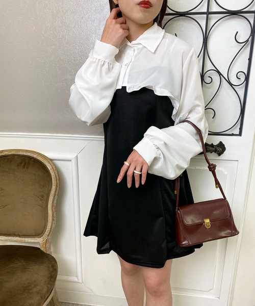 EPICKS（エピックス）の「【2点セット】フリルショートブラウス キャミミニワンピース（ワンピース・レディース・ブラック・M/L/XL）」の16枚目の写真