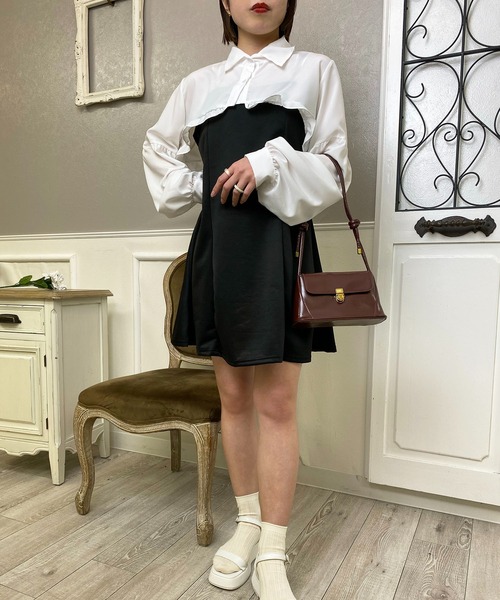 EPICKS（エピックス）の「【2点セット】フリルショートブラウス キャミミニワンピース（ワンピース・レディース・ブラック・M/L/XL）」の15枚目の写真