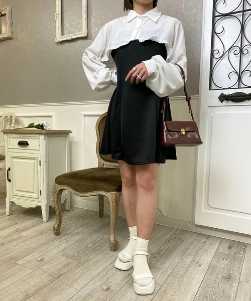 EPICKS（エピックス）の「【2点セット】フリルショートブラウス キャミミニワンピース（ワンピース・レディース・ブラック・M/L/XL）」の14枚目の写真