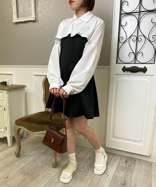 EPICKS（エピックス）の「【2点セット】フリルショートブラウス キャミミニワンピース（ワンピース・レディース・ブラック・M/L/XL）」の13枚目の写真