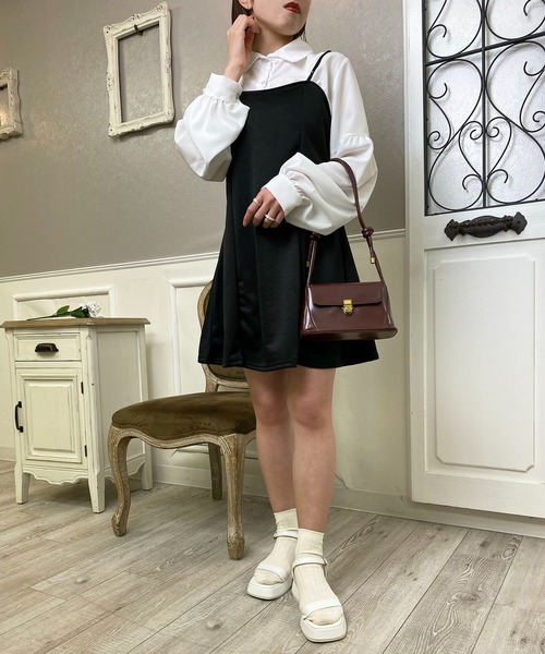 EPICKS（エピックス）の「【2点セット】フリルショートブラウス キャミミニワンピース（ワンピース・レディース・ブラック・M/L/XL）」の10枚目の写真