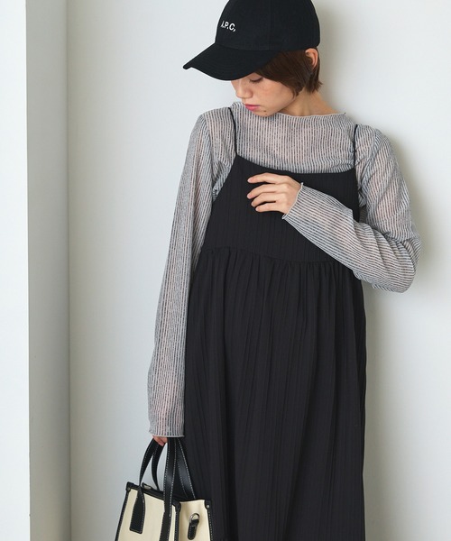 forksy.（フォルクシー）の「【forksy.】シアーストライプ長袖プルオーバー（Tシャツ/カットソー・レディース・ベージュ/グレー/ブルー/チャコールグレー・FREE）」の3枚目の写真