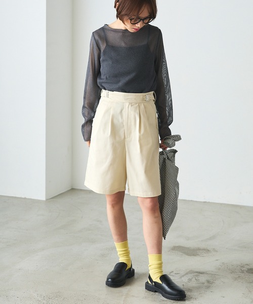 forksy.（フォルクシー）の「【forksy.】シアーストライプ長袖プルオーバー（Tシャツ/カットソー・レディース・ベージュ/グレー/ブルー/チャコールグレー・FREE）」の6枚目の写真