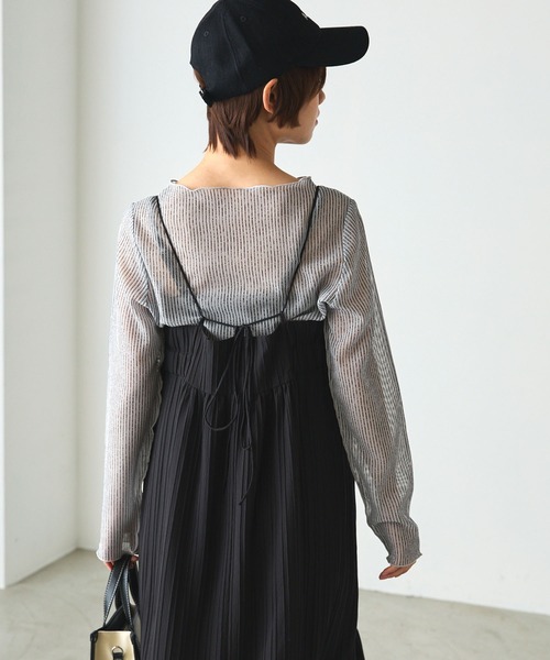 forksy.（フォルクシー）の「【forksy.】シアーストライプ長袖プルオーバー（Tシャツ/カットソー・レディース・ベージュ/グレー/ブルー/チャコールグレー・FREE）」の14枚目の写真