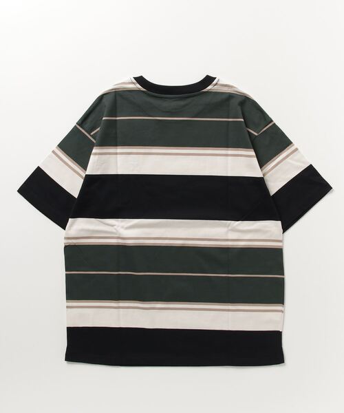 Hurley （ハーレー）の「Hurley/ハーレー マルチボーダーTシャツ オーバーサイズ ワンポイント/クルーネック半袖tシャツ コットンTee MSS2310023（Tシャツ/カットソー・メンズ・ブラック×ブラック/ネイビー/ホワイト×グリーン/ブルー・S/M/L）」の17枚目の写真