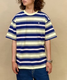 Hurley  | Hurley/ハーレー マルチボーダーTシャツ オーバーサイズ ワンポイント/クルーネック半袖tシャツ コットンTee MSS2310023(Tシャツ/カットソー)