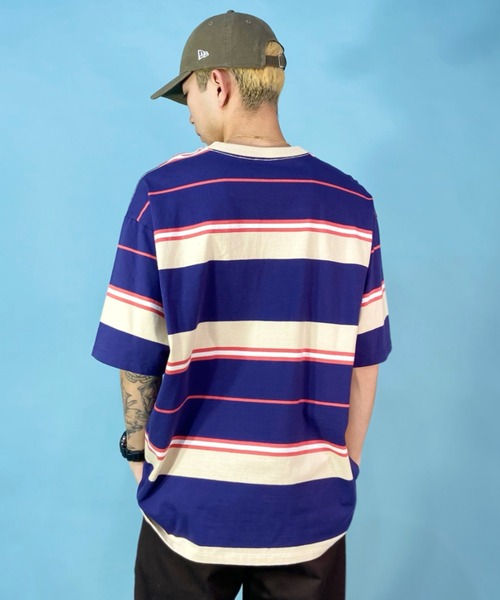 Hurley （ハーレー）の「Hurley/ハーレー マルチボーダーTシャツ オーバーサイズ ワンポイント/クルーネック半袖tシャツ コットンTee MSS2310023（Tシャツ/カットソー・メンズ・ブラック×ブラック/ネイビー/ホワイト×グリーン/ブルー・S/M/L）」の13枚目の写真