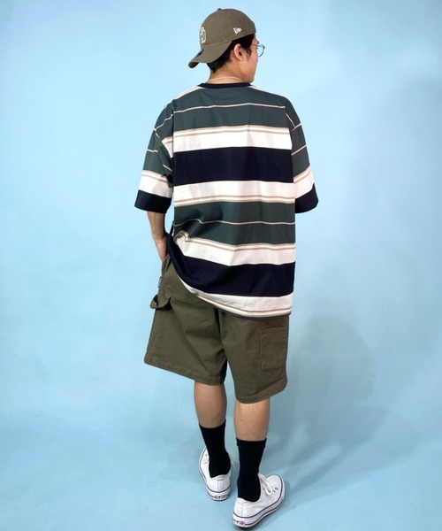 Hurley （ハーレー）の「Hurley/ハーレー マルチボーダーTシャツ オーバーサイズ ワンポイント/クルーネック半袖tシャツ コットンTee MSS2310023（Tシャツ/カットソー・メンズ・ブラック×ブラック/ネイビー/ホワイト×グリーン/ブルー・S/M/L）」の11枚目の写真