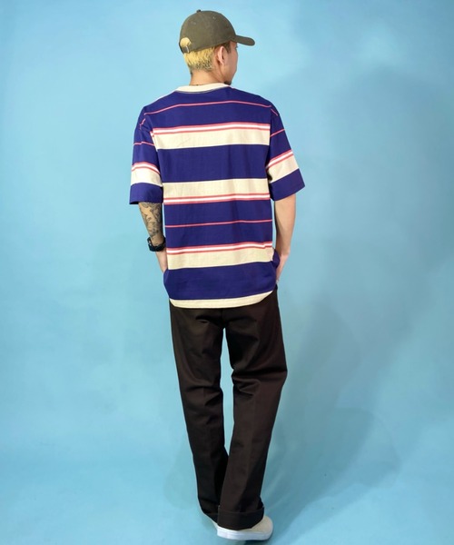 Hurley （ハーレー）の「Hurley/ハーレー マルチボーダーTシャツ オーバーサイズ ワンポイント/クルーネック半袖tシャツ コットンTee MSS2310023（Tシャツ/カットソー・メンズ・ブラック×ブラック/ネイビー/ホワイト×グリーン/ブルー・S/M/L）」の16枚目の写真