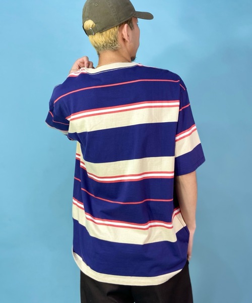 Hurley （ハーレー）の「Hurley/ハーレー マルチボーダーTシャツ オーバーサイズ ワンポイント/クルーネック半袖tシャツ コットンTee MSS2310023（Tシャツ/カットソー・メンズ・ブラック×ブラック/ネイビー/ホワイト×グリーン/ブルー・S/M/L）」の14枚目の写真