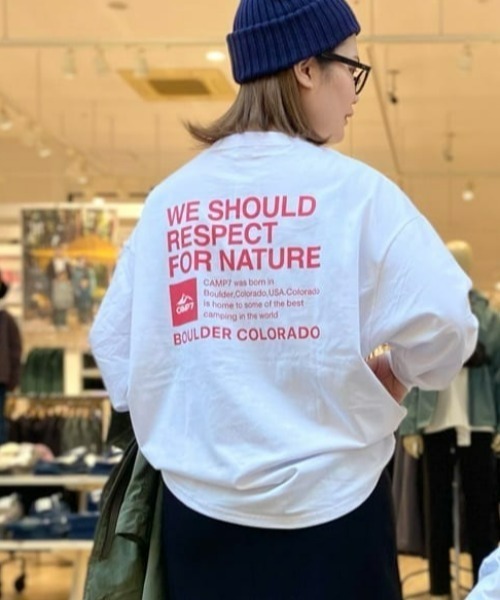 CAMP7（キャンプセブン）の「【CAMP7】バックロゴプリントロンＴ（Tシャツ/カットソー・レディース・ホワイト/ブラック/ライラック・M/L）」の2枚目の写真