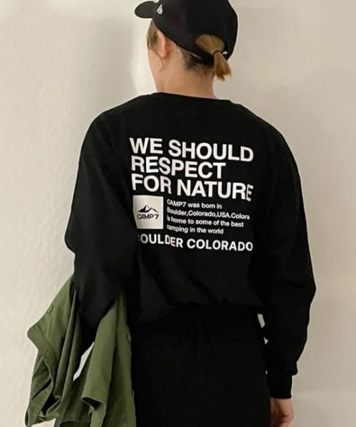 CAMP7（キャンプセブン）の「【CAMP7】バックロゴプリントロンＴ（Tシャツ/カットソー・レディース・ホワイト/ブラック/ライラック・M/L）」の3枚目の写真